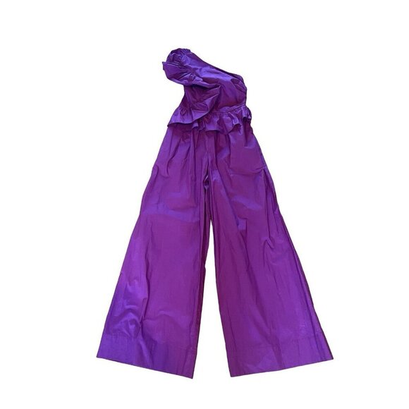 NEW ULLA JOHNSON Solana One Shoulder Wide leg Jumpsuit Color Orchid Size 4 - Picture 11 of 15